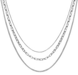 NASSIA Colier Triplu din Inox placat cu AUR alb (89451)