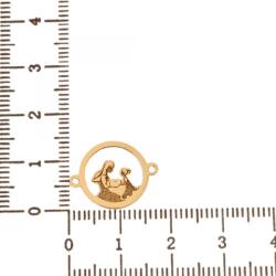 NASSIA Link din aur 14k - pentru bratara - disc Mama si baietel/fetita, baietel (161023-18b)
