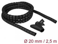 Delock Spirális kábelburkolat behúzó eszközzel 2, 5 m x 20 mm fekete (18836) - bevachip