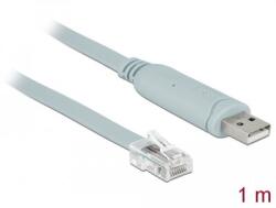Delock Adapter USB 2.0 A-típusú apa > 1 x soros RS-232 RJ45 apa 1, 0 m szürke (63911) - bevachip