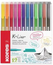 Kores Tűfilc készlet, 0, 4 mm, KORES "K-Liner", 12 különböző szín (IK28112) - hazunktajan