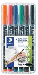 STAEDTLER Alkoholos marker készlet, OHP, 0, 6 mm, STAEDTLER "Lumocolor® 318 F", 6 különböző szín (TS318WP6) - hazunktajan