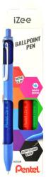 Pentel iZee golyóstoll, 0.7 mm, Mechanikával, 4 szín/készlet, Kék, Piros, Fekete, Zöld (PEBX4674)