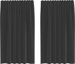 vidaXL 2 db fekete fátyolfüggönyök fülecske tetejével 140x260 cm 0.25 kg 4102257 4102257 (4102257)