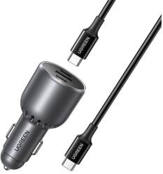 UGREEN EC705 autós töltő, USB + 2x USB-C, 130W + 1m 5A kábel