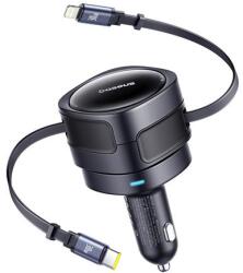 Baseus Enjoyment Max autós töltő USB-C + villámkábelekkel 60W Fekete