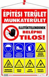  Információs tábla, 50x35 cm, Építési terület! (LUIN044) - papirdepo