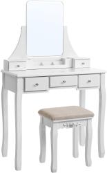 VASAGLE Fésülködő asztal készlet keret nélküli tükörrel 80 x 40 x 137, 5 cm, fehér OUTLET (OU-RDT25WT) - vasbutor
