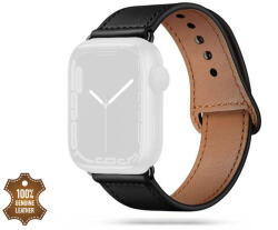 Tech-Protect Leatherfit Apple Watch Watch 4 / 5 / 6 / 7 / 8 / 9 / SE / Ultra 1 / 2 Bőr Szíj 42/44/45/49 mm - Fekete
