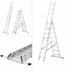 DRABEST Ipari alumínium létra 3x8 lépcsős Home Drabest 150 kg (DR-AL-DW-HOME-3X8+H)