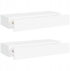 vidaXL Fali polcok fiókkal, 2 db, fehér, 60 db (330256)