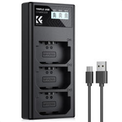 K&F Concept Sony NP-FZ100 3-pack Camera Charger with LCD Display/With Micro USB and Type-C cable (KF28.0061)
