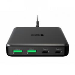 SWISSTEN 2674764 2x USB Type-C / 2x USB Type-A GaN Hálózati Töltő - Fekete 65 W