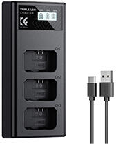 K&F Concept Sony NP-FW50 3-pack Camera Charger with LCD Display/With Micro USB and Type-C cable (KF28.0060)