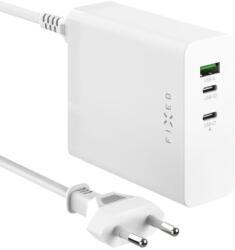 FIXED USB-A / 2x USB-C Hálózati Gyorstöltő Adapter PD 3.1 Támogatással 140 W - Fehér