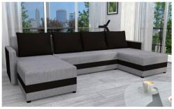 Pphu Mirt - Kima Kárpitozott, univerzális, kihúzható U alakú BRISTOL ülőgarnitúra, szürke/fekete 151101250070 (KI0009)