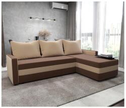 Pphu Mirt - Kima Kárpitozott, univerzális, kihúzható L alakú sarok ülőgarnitúra BRISTOL barna/bézs 151101250060 (KI0008)