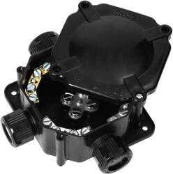 Vízálló elosztódoboz 4 bemenet 144x144mm fekete (6455-27P/5)