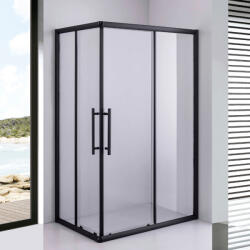 STUXI Nizza Black 120x80 cm aszimmetrikus két tolóajtós zuhanykabin 6 mm vízlepergető biztonsági üveggel, fekete elemekkel, 190 cm magas (TL-6212B-12080)