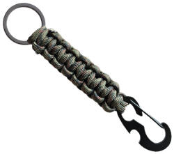 WARAGOD Paracord túlélő multifunkcionális kulcstartó 4 az 1-ben Sanya, terepszínű zöld