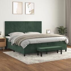 vidaXL sötétzöld bársony rugós ágy matraccal 200x200 cm (3137746)