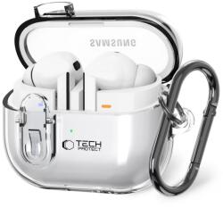 Samsung Galaxy Buds 3 / Buds 3 Pro tartó - Tech- Protect Flexair átlátszó tok, karabinerrel - graffistore