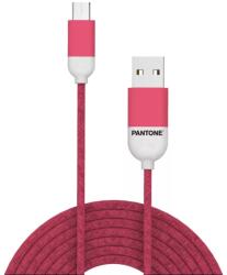 Kábel Pantone MC001-5 - USB / MicroUSB pink szövet kábel, 2, 4A, 1, 5m