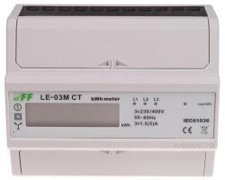 FF Filipowski LE-03M CT Fogyasztásmérő DIN sínre, 3 fázisú MID hitelesített LCD 7 modul áramváltóhoz RTU MODBUS (LE-03M-CT) (LE-03M-CT)