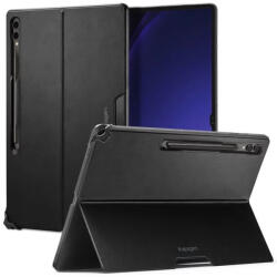 Samsung Tab S9 Ultra 14.6 / Tab S10 Ultra 14.6 SM-X910 / X916B / X920 / X926B, Műanyag hátlap védőtok, érintőceruza tartó, kitámasztóval, Spigen Thin Fit Pro, fekete