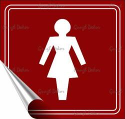  Információs matrica, 8, 7x8, 3 cm, toalett, női szimbólum, burgundi vörös/fehér (200 - 240 BU) - kellekanyagonline