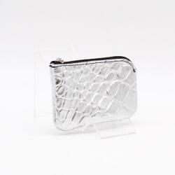 Amnisu ezüst krokkómintás egy cipzáras bőr kulcstartó a1002