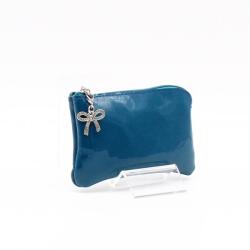 Amnisu türkiz lakk egy cipzáras bőr kulcstartó a7004 - amigotaska