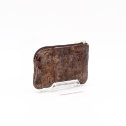 Amnisu barna / bronz mintás egy cipzáras velúrbőr kulcstartó a9002