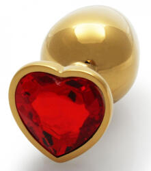 Ouch! Bijou Heart Gem M - prémium arany-piros anális izgató - pajkospajtas