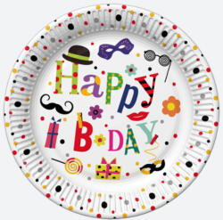 Pol-Mak Happy Birthday Funny papírtányér 8 db-os 18 cm PKK743794 (PKK743794)