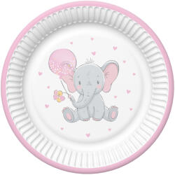 Pol-Mak Baby elefánt Pink Balloon papírtányér 8 db-os 18 cm PKK046726 (PKK046726)