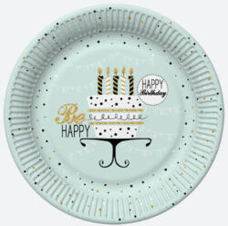 Pol-Mak Happy Birthday Mint papírtányér 8 db-os 22, 7 cm PKK742698 (PKK742698)