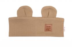 Baby Nellys Teddy fejpánt fülekkel gyerekeknek Kézzel készített - barna, bézs Velikost koj. oblečení: 104/128 (4-8l)