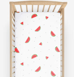 Goldea gyermek körgumis pamut lepedő kiságyba - görögdinnyék 70 x 140 cm