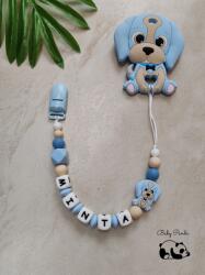 Baby Panda Névre szóló rágcsalánc - Kutyus - kék