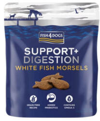 Fish4Dogs FISH4DOGS Support+ Digestion, XS-XL, Pește alb, punguță recompense funcționale fără cereale câini, sistem digestiv, 225g