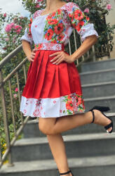 Ie traditionala Rochie Traditionala stilizata cu Maci 6