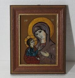  Icoana pe sticla Maica Domnului cu Pruncul - artizanescu - 270,00 RON