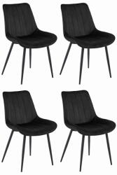 FDY Set Scaune 4 Bucatarie/Dining Kliss Negre Catifea