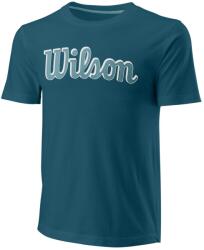 Wilson Script Eco Cotton Tee Slimfit M - blue coral - Türkiz