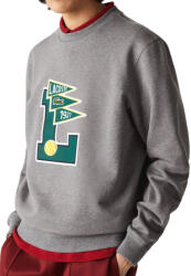 Lacoste Men's Pennants L Badge Zippered Cotton Fleece Sweatshirt - grey chine - Szürke