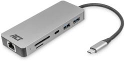 ACT USB-C 4K dokkolóállomás 1 HDMI monitorhoz Ethernet USB-C USB-A kártyaolvasó és PD áthaladáshoz (AC7092)