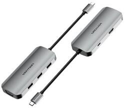 Vention USB-C to HDMI, VGA, 3x USB 3.0, PD 15cm TOIHB (szürke) (6922794754751)
