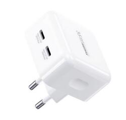 REMAX fiyeo hálózati töltő 2 type-c (5v / 3a, 35w, qc, pd gyorstöltés támogatás) fehér (RP-U87)