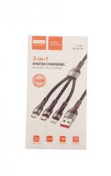 Letang 3in1 töltőkábel, iPhone 8pin, lightning, Type-C, Micro usb, 3in1, Super Charge, szürke, 100W, 1.2m, Letang LT-ET-11